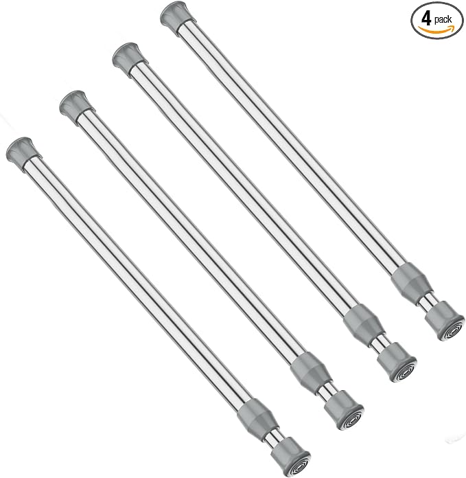 AIZESI Spring Tension Curtain Rod Short Tension Rod (Silver,17"to 28"-4Pcs)