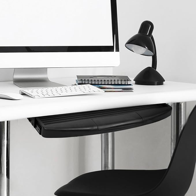 SEWACC Under Desk Keyboard Tray Slide Out Platform Ergonomic Keyboard Drawer for Easy Access Durable Construction for Office and Home Use