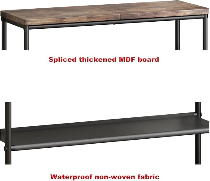 INGIORDAR Shoe Rack Organizer 6 Tier Metal Organizer Shelf with Industrial MDF Board and Layer Fabric for Entryway Closet Bedroom Living Room Garage,Black & Rustic Brown (Black+Rustic Brown, 6 Tier) | Metal space-saving Shoe Shelf stores 24+ Pairs of S...