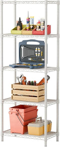 SINGAYE Small Wire 5 Adjustable Shelves Pantry Metal Shelf Floor Organizer | Armoire Adjustable Floor Kitchen Narrow Organizer Rack Shelving Short Square Stackable Standing Storage Tier Under Unit