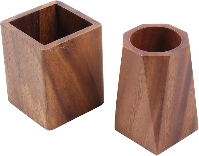 Walnut Wooden Pencil Holder Cup for Desk Natural Wood Pen Holder Stand for Office Home (Octagonal)