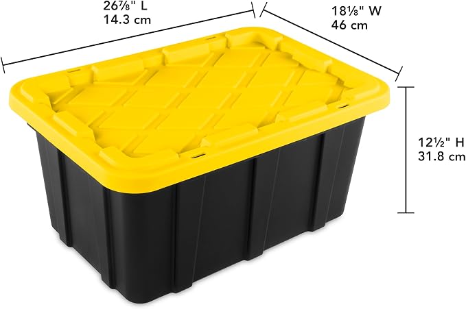 Sterilite 12-Pack Industrial Tote, Plastic Storage Container Bins with Lids, 17 Gallon - Heavy-Duty Organizing Containers for Closet, Bathroom, and Office