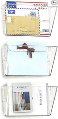 MINDEPOT 3 Pockets Acrylic Wall File Organizer, Clear Wall File Holder, Plastic Hanging Wall File Holder for Office, School and Home, Clear
