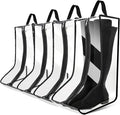 CiBiZi 4Pack Black Boot Bags Organizer for Travel Waterproof Cowboy Boots Bag Portable Shoe Travel Bag for Women Hangable Ski Boot Bag Dust-free Tall Boot Storage Bag (Clear Large)