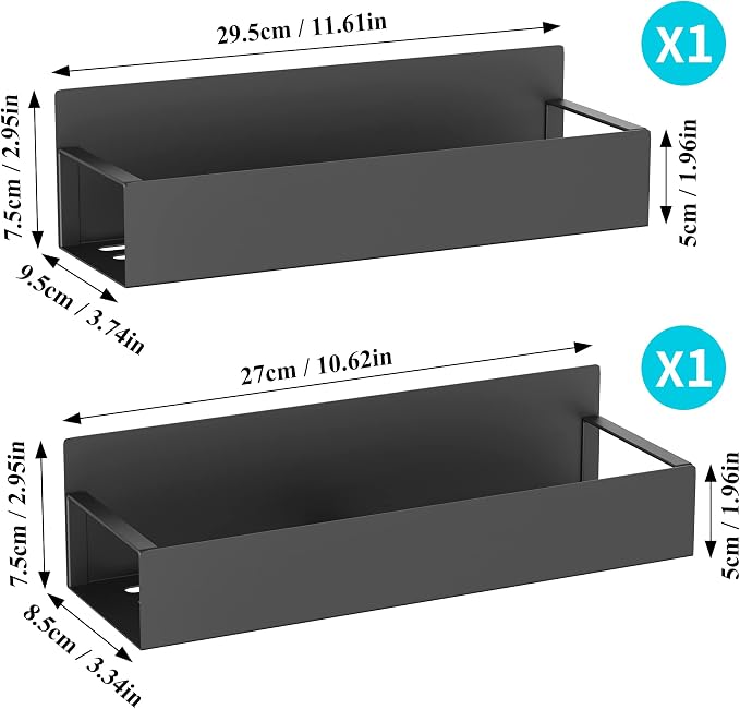 HuggieGems 2 Pack Magnetic Spice Storage Rack Organizer for Refrigerator and Oven, Black Fridge Organizers and Storage