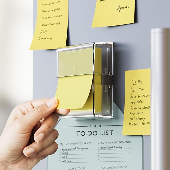 SMART&COOL Magnetic Pop-Up Note Dispenser for 3 x 3 in Accordion-Style Sticky Notes, Sticky Note Holder for Fridge, File Cabnets or Office Supplies, 1Pack, Clear (Notes Not Included)