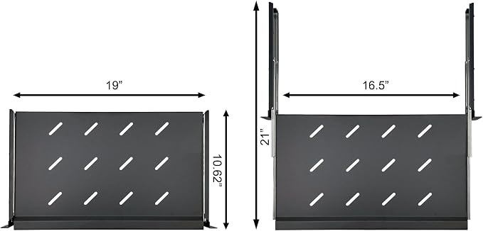 Electriduct 1U Keyboard Tray - Fully Extendable Universal 19" Rack Mount Sliding Shelf for Network Equipment Server Cabinet Enclosure 3-Rail System, Includes Mounting Hardware - 10.8" Deep