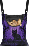 Black Cat Laundry Clothespin Bags Hollween Hanging Storage Organizer 12 x 14.5 Inch Clothes Pin Bag Waterproof Clothespin Bag Clothespins Holder Large Opening and Hanging Rope