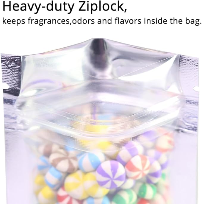 100PCS Customized Mylar Zipper Bags,Clear Front Resealable Packaging Pouches For Food Storage,Single Color Printing for Logo/Text/QR Code (Green, 6.5 * 9CM/2.6"*3.5"-100PCS-One Color Print)