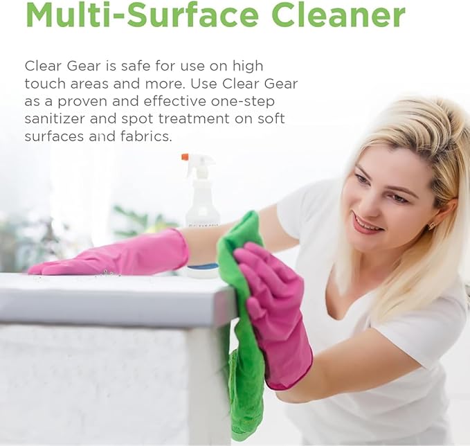 Clear Gear - Disinfectant, Cleaner, and Deodorizer for Sports Equipment, Gyms, and Fitness Centers - EPA-Registered, Hospital Grade, Made in USA - 1 Gallon Bottle