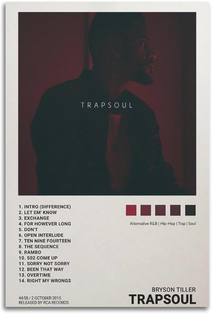 OrdaLi Bryson Poster Tiller Trapsoul Music Album Cover Canvas Poster Wall Art Decoration Print Picture Canvas Mural Suitable for Living Room Bedroom Decoration 24x36inch(60x90cm) Unframe-style