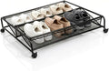 Goaste Under Bed Shoe Storage Organizer with Wheels, Rolling Underbed Storage Containers, Metal Shoe Rack Drawer Space Saving for Bedroom Organization, Shoes, Toys (Black)