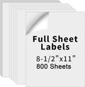 8.5" x 11" Full Sheet Label Sticker Paper for Laser & Inkjet Printers,Self Adhesive Full Page Shipping Labels,Printable White Matte Mailing Label Stickers(800 Sheets,800 Labels)
