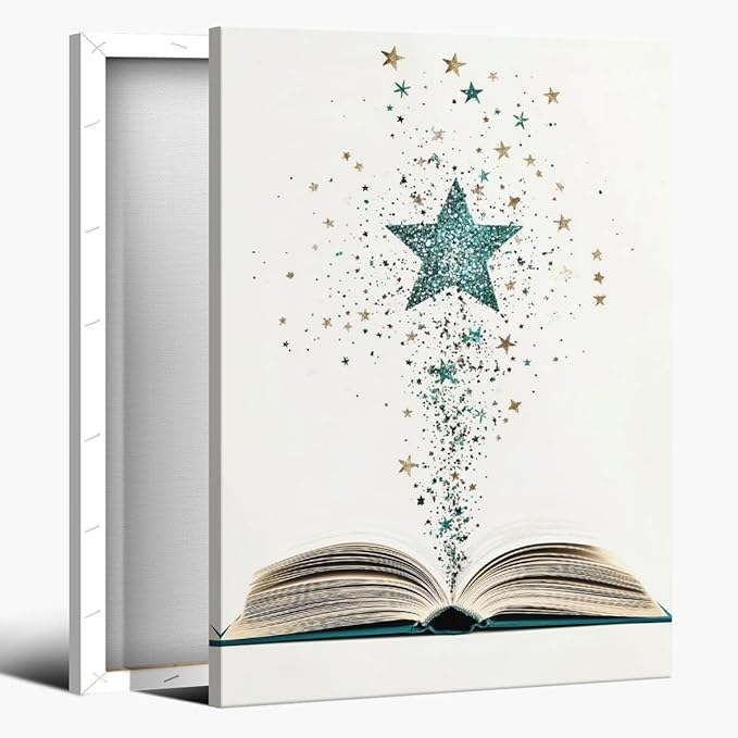 Magical Book Bookish Star Art Aesthetic Poster Canvas Wall Art Decoration Living Room Home Decor Bedroom Decoration Poster Framed24x36inch