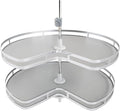 Blind Corner Cabinet Kidney Lazy Susan, Soft Close Rotary Cabinet Organizer 32inch, Corner Cabinet Lazy Susan for Blind Shelf, 2 Tiers Tray, Adjustable Height