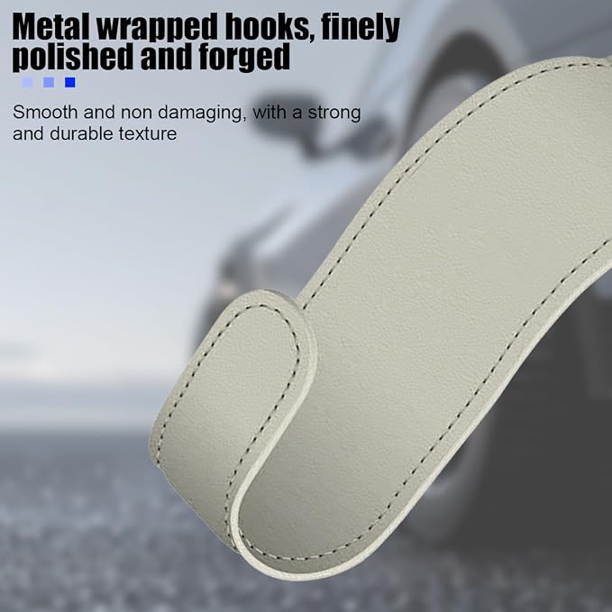 Bittwee 4PCS Car Glove Box Hooks Passenger Storage Hangers Beige | Microfiber leather, snap-in install, hangs bags umbrellas, fits most cars SUVs and trucks, car interior accessories
