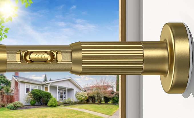 AIZESI 41-86 Inch Heavy Duty Gold Tension Curtain Rod - No Drilling, Adjustable, Rust-Proof for Outdoor, Living Room, Bathroom