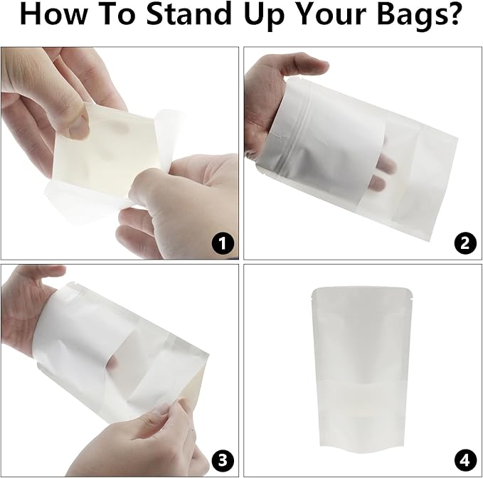 Kraft Paper Zipper Pouches,ULIFESTAR Kraft Stand Up Zip Lock Pouch Bags,100PCS Resealable Bag with Transparent Window and Tear Notch Resealable Bag for Small Business HomeUse,5.5"*7.9"(14 * 20cm+4cm)