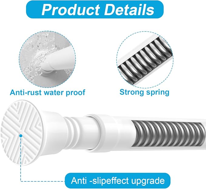 4Pack Tension Curtain Rods for Windows 16-38Inch Spring Tension Rod Adjustable Curtain Rods No Drilling White Tension Rod Expandable Pressure Spring Tension Rod for Closets