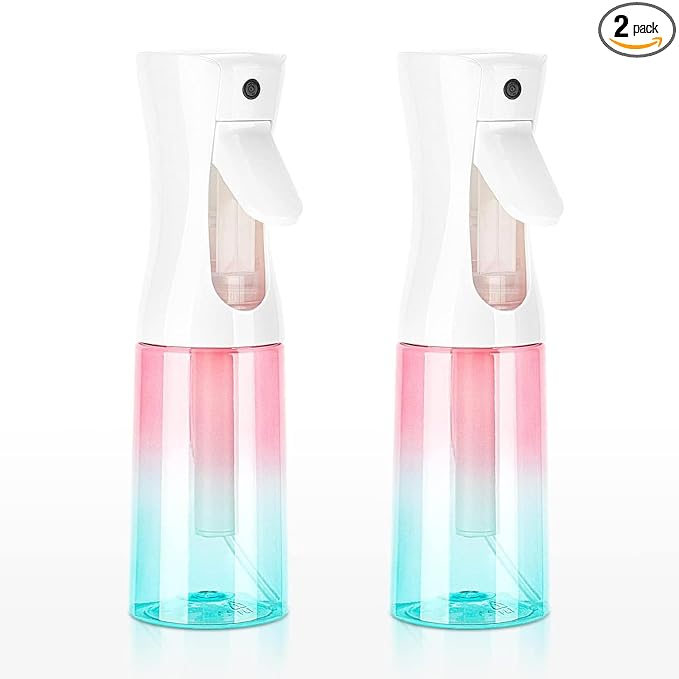 Spray Bottle for Hair (6.8OZ /200ML) Continuous Ultra Fine Mist Sprayer for Hair, Salons, Barber, Plants, Skin Care, Cleaning 2 Pack GRADIENT PINK BLUE