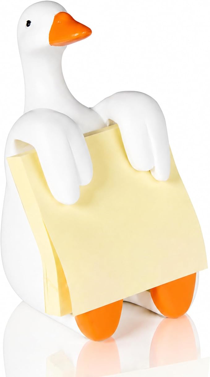 Silly Goose Pop-Up Sticky Note Dispenser for 3 x 3 in Notes, Orange | Includes 100 sheets; handmade resin decor for office, home or classroom; gift for teachers, coworkers and goose lovers