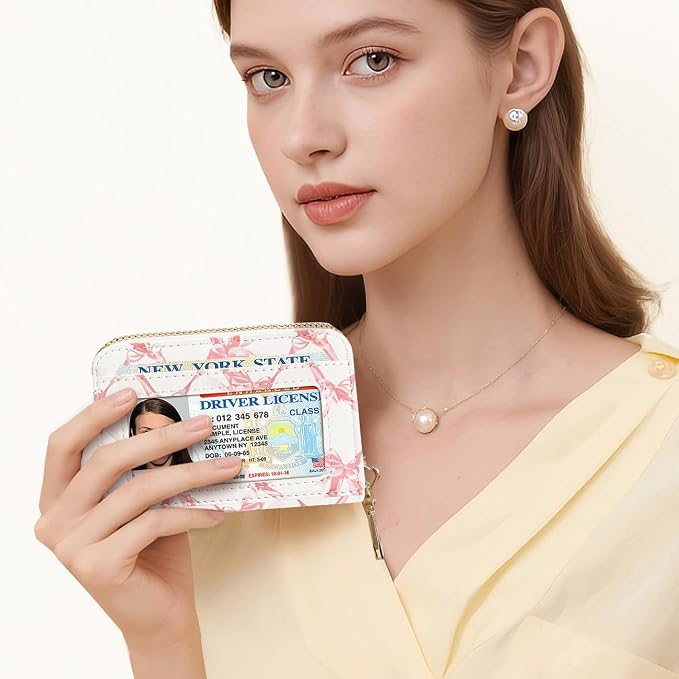 Sunwel Fashion Credit Card Holder for Women Small Accordion Card Cases with ID Window (BALLET BOW)