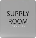 6" X6" Supply Room Sign - ADA Compliant Tactile Graphics Grade 2 Braille Text Acrylic Door Wall Signs - Stocking Tracking Monitoring Storage Room Sign for Office, School, Warehouse