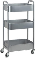 MAX Houser 3-Tier Rolling Utility Cart with Caster Wheels,Easy Assembly, for Kitchen, Bathroom (Silvery-Grey)