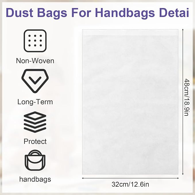 Ouligay 10 PCS Purse Dust Bags for Handbags 19x12.5inch Dust Cover Bag for Purses with Drawstring Non-woven Handbag Travel Organizer, Shoe Travel Package for Purses Handbags Shoes Boots Purse