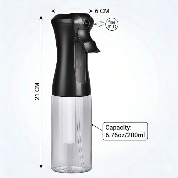 VIGOR PATH 200ml Continuous Mist Spray Bottle for Hair Plants and Skin Care | Ultra Fine Atomizer Leak Proof Ergonomic Construction 360 Refillable