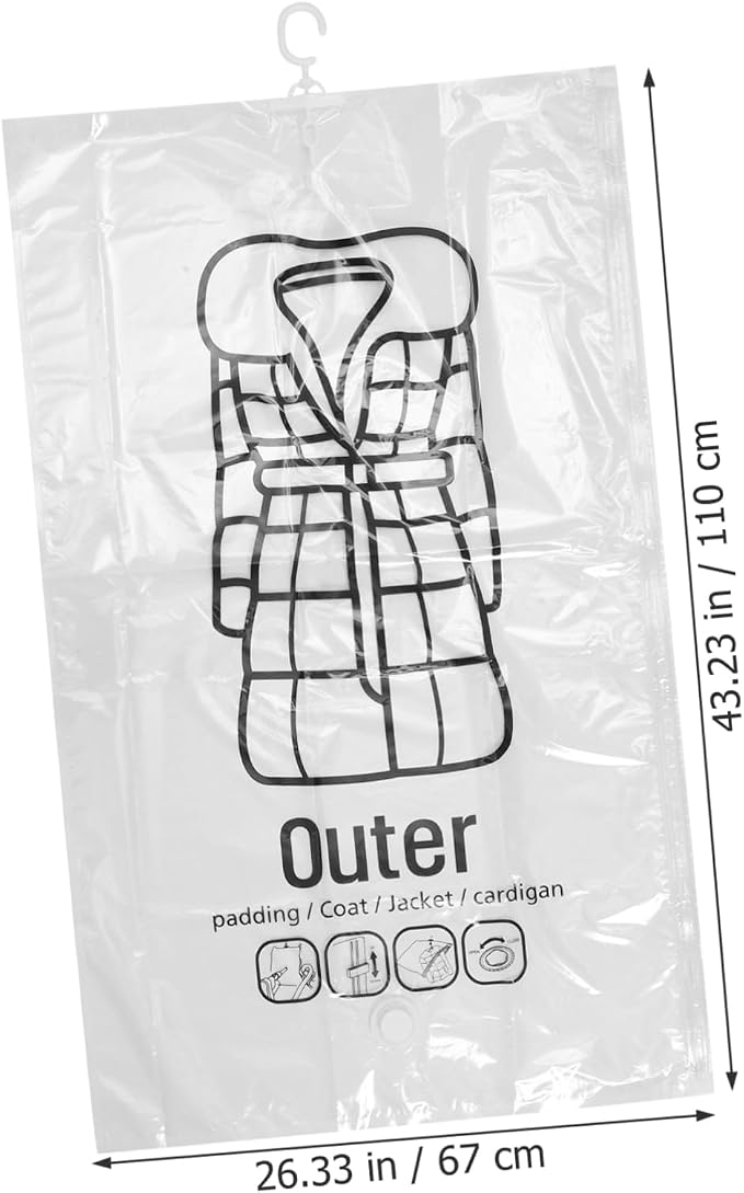 2pcs Hanging Vacuum Storage Bags for Clothes Space Saver Compression Bags Waterproof Vacuum Sealing for Travel