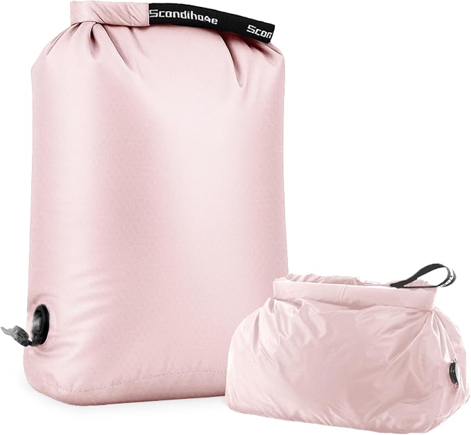 Travel Compression Laundry Bag, Pump-Free Vacuum Space Saver Bag for Dirty Clothes, Reusable Waterproof Wet Dry Bag, Travel Laundry Bag for Luggage, Packing, Suitcase (1 Pcs)（Pink, M)