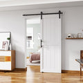 32''x84'' Sliding Barn Door with 6 Ft Barn Door Hardware Kit | Pre-Drilled Holes Easy Assembly - Include Installation Manual, Water-Proof PVC Surface, H-Frame, White