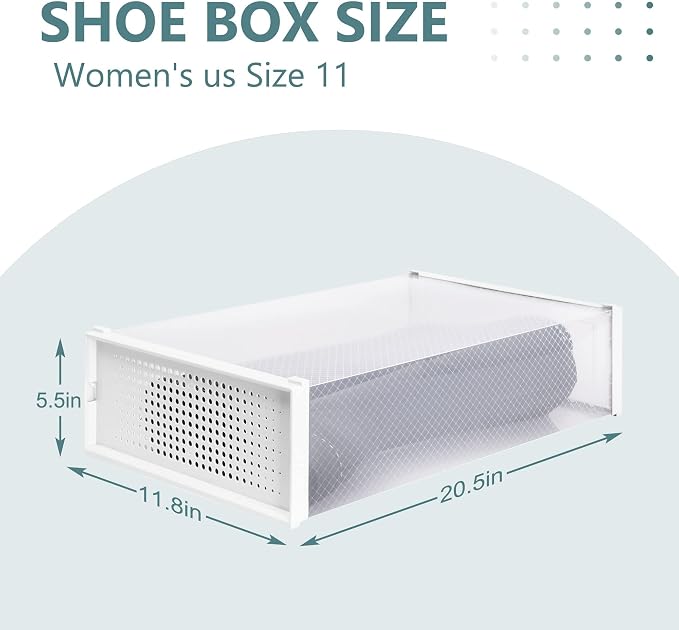 DHMAKER 8 Pack Boot Storage Box, Stackable Clear Plastic Boot Shoe Organizer for Tall Boots, Closet, Drop Front Boot Organizer, Large Shoe Container Boot Storage with Lid, 20.5" x 11.8" x 5.5"