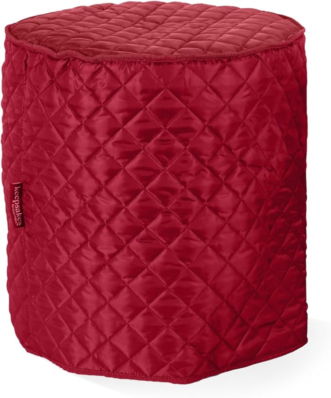 Covermates Keepsakes Round Appliance Cover – Quilted Kitchen Appliance Cover for Countertop Storage – Dust Protection – Stain Resistant – Washable – Slip-On Appliance Design, Red