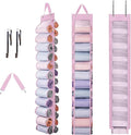 DHSFKBE Legging Organizer Storage, Shirt Organizer, Foldable Hanging Closet Organizer Storage with 26 Roll Independent Compartments for Yoga Pants, Tank Top, Towel, Underwear (Pink)