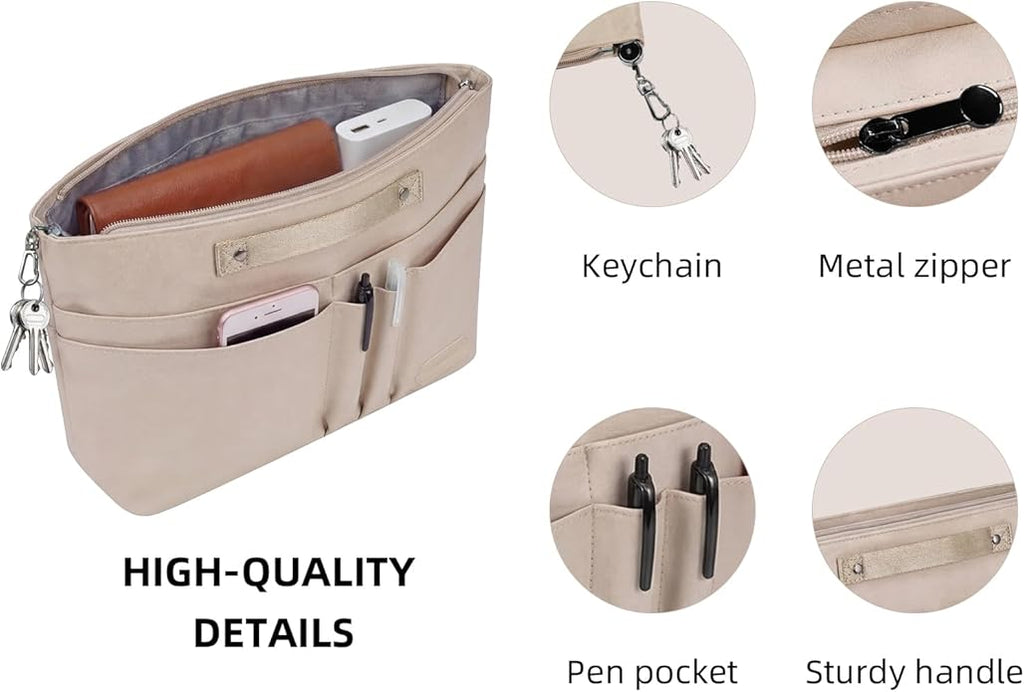 VANCORE Purse Organizer Insert for Handbags,Tote Bag Organizer Insert with Zipper Bag,Premium Handbag Organizer Inside Liner for Women