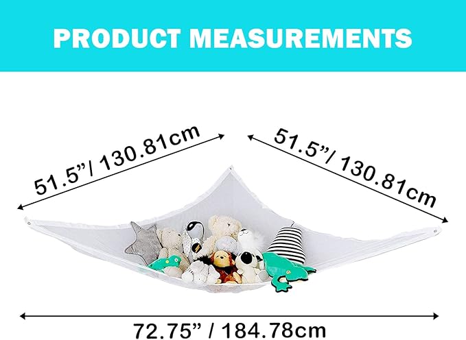 Little Chicks Plush Stuffed Animal Net Hammock -Corner Organizer and Toy Holder - Extra Large Hanging Storage for Kids Bedroom