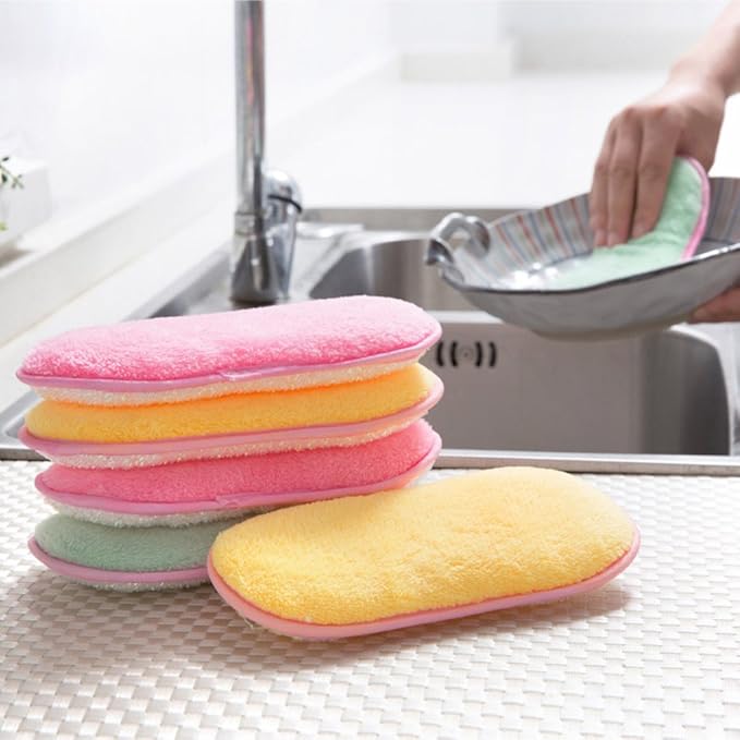 Best Kitchen Absorbent & Non Scratch Materials Sponges Scrubber for Odor Fiber Dish Washing Cloths