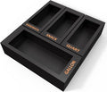 DALSHABET Bamboo Storage Bag Organizer for Kitchen Drawer, 4 Separate Food Storage Bag Organizer, 12x14 Baggie Organizer Dispenser for All Brands Gallon, Snack, Sandwich & Quart Slider Bags Black