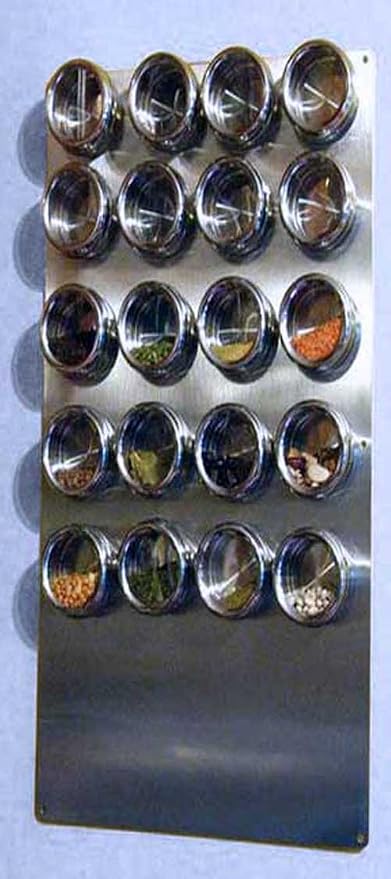 RiversEdge Products Stainless Steel Spice Tin Base, 12" X 24" for Magnetic Spice Tins, Spice Rack