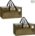 2-Pack Extra-Large Heavy-Duty Storage Totes with Reinforced Handles, Durable Zippers & Waterproof Material — Perfect for Space-Saving, Moving, Shipping and Travel (Smoked Gold)
