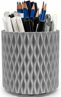 Lebenrich Rotating Pen Pencil Holder for Desk, 5 Slots Unique Grey Desk Pen Organizer Easthetic Desktop Supplies and Accessories for Women Girls, Pen Cup Pencil Caddy for Office Home Art Supply
