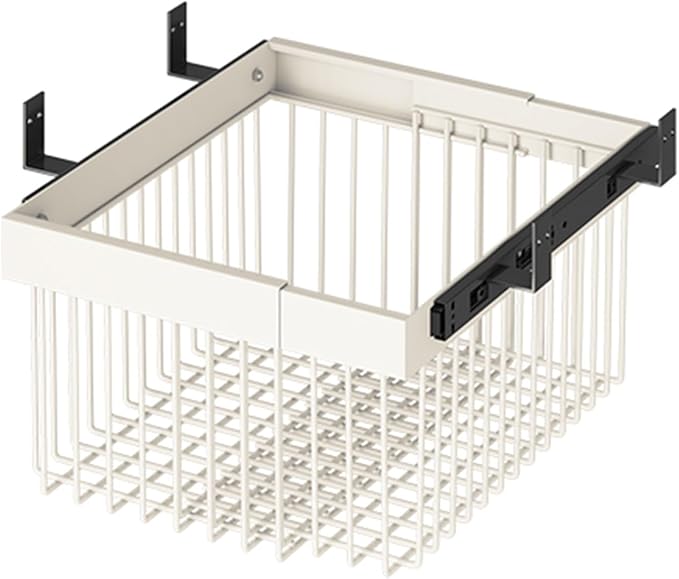 Closet Pull-Out Basket,Carbon Steel Stackable Storage Bins,Stackable Shelf Baskets Organizer,Adjusted Width for Bedroom Office Bathroom(12.99-17.71in)