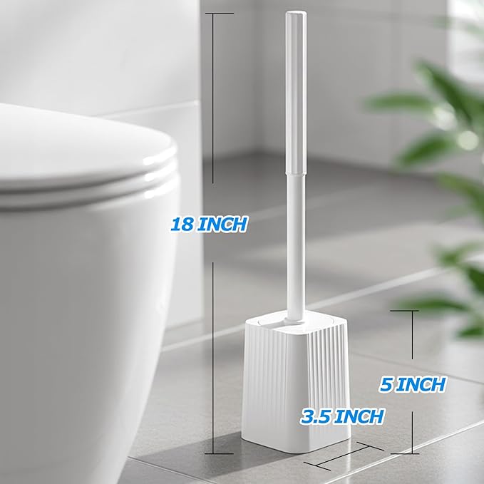 FORASTO 4Pack Toilet Bowl Brush and Holder Set - Toilet Scrubber Brush,Cleaning Brush,Bathroom Decor,Household Essentials,Cleaning Supplies,Home Essentials,White | Plastic & Bristles, 4-Pack Brush Combo, Drip-Free Holder, Bathroom Corner Storage, White...