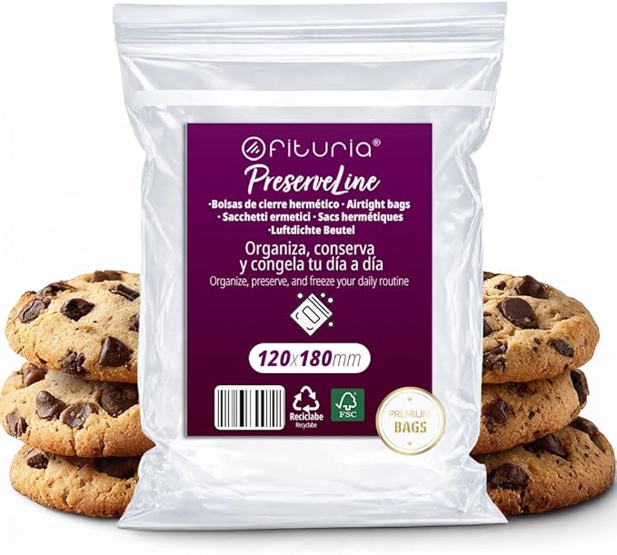 Ofituria Transparent Zip Bags 120 x 180 mm with Airtight Seal, Zip Bags for Food, Snacks, Freezing as well as Kitchen and Travel Organisation - Ofituria (300 Bags)