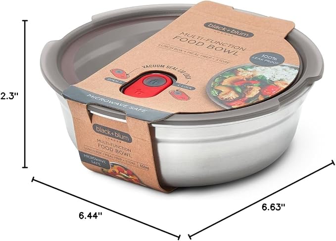 BLACK + BLUM Lunch Bowl - Reusable Meal Prep Containers for Picnic & Camping - Microwavable Stainless Steel Lunch & Dinner Food Storage Box with Leak Proof Lid - Dishwasher & Oven Safe - 650ml | Leak Proof & Airtight, Durable & Reusable, Stackable Food...
