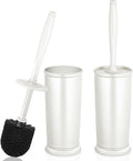 Toilet Bowl Brush Holder Set: 2 Pack Modern Deep Cleaning Bathroom Toilet Scrubber with Caddy for Rv - Rim Decorative Accessories Cleaner Brushes for Toilet (C-White) 3