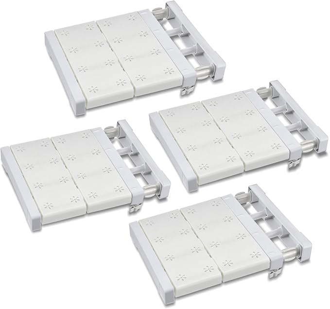 Gerrii 4 Pcs Closet Tension Shelf Rod Expandable Shelf Locker Organizer Adjustable Storage Rack Scalable Layered Divider Separator for Cabinet Wardrobe Kitchen Bathroom (14.96''-23.62'')