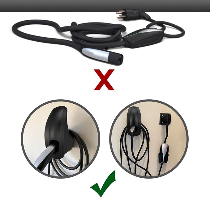 SEVEN SPARTA Charging Cable Holder Wall Mount for Tesla Charger, Black | with UMC Holder, Cable Organizer for Save Garage Space, For Tesla Model 3 Y X S Cybertruck Mobile & Wall Connector